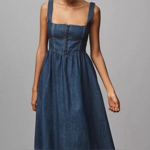 Reformation Tagliatelle Denim Midi Dress